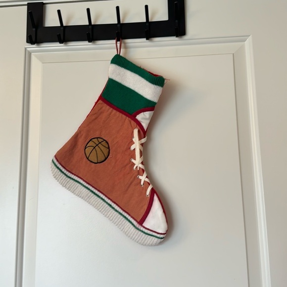 christmas eve Other - vintage basketball high top shoe christmas stocking with shoe lace green sock